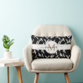 白黒モノグラムのフローラ ランバークッション (椅子)
