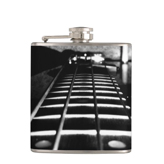 白黒モノグラムのベースギターのフラスコ フラスク (正面)