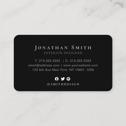 白黒モノグラムのランドスケープSNS 名刺 (裏面)