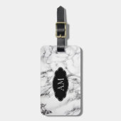 白黒モノグラムの大理石模様 ラゲッジタグ (正面縦)