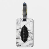 白黒モノグラムの大理石模様 ラゲッジタグ (裏面縦)