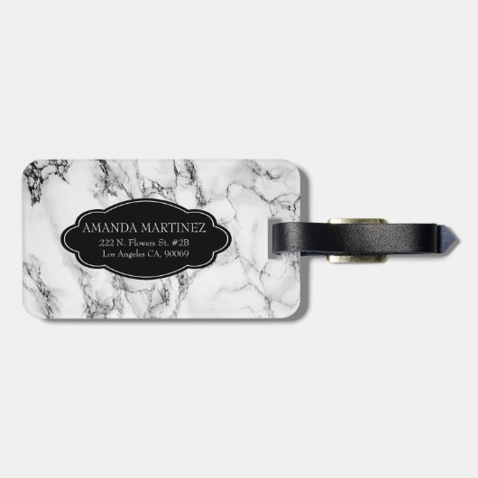 白黒モノグラムの大理石模様 ラゲッジタグ (裏面横)