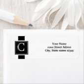 白黒モノグラムの差出人住所 ラベル (インサイチュ)