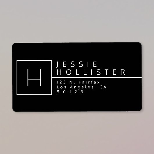 白黒モノグラムの差出人住所 ラベル
