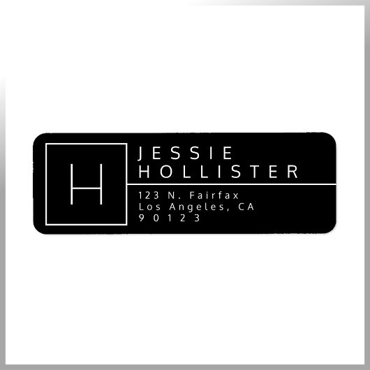 白黒モノグラムの差出人住所 ラベル