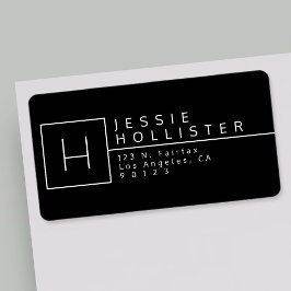 白黒モノグラムの差出人住所 ラベル