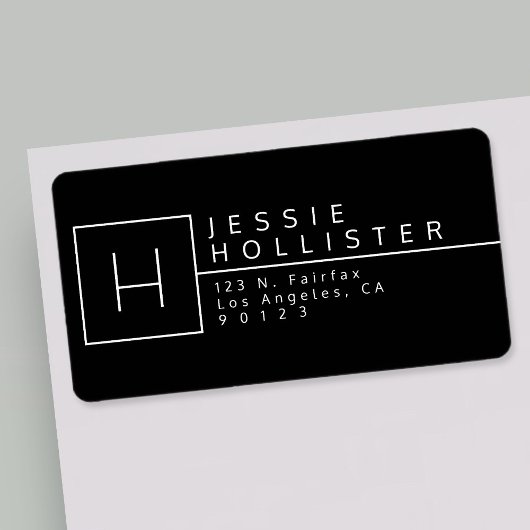 白黒モノグラムの差出人住所 ラベル