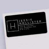 白黒モノグラムの差出人住所 ラベル