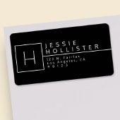 白黒モノグラムの差出人住所 ラベル