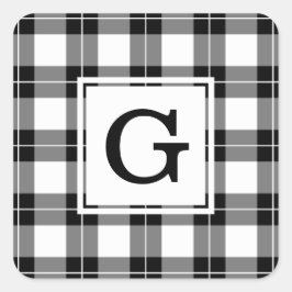 白黒モノグラムの格子模様 スクエアシール