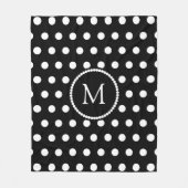 白黒モノグラムの水玉模様パターン フリースブランケット (正面)