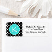 白黒モノグラムの水玉模様ブルークローバー ラベル (インサイチュ)