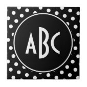 白黒モノグラムの水玉模様 タイル (正面)