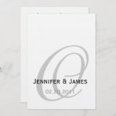 白黒モノグラムの結婚式招待状 招待状 (正面/裏面)