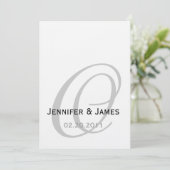 白黒モノグラムの結婚式招待状 招待状 (スタンド正面)