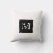 白黒モノグラムの装飾用クッション クッション (裏面)