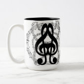 白黒モノグラムの鏡イメージミュージック2 ツートーンマグカップ (左)