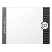 白黒モノグラムの パーソナライズされた ノートパッド (正面)