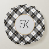 白黒モノグラムの&金ゴールドプレイドラウンドピロ ラウンドクッション (裏面)