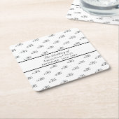 白黒モノグラムイニシャルエレガントな結婚式 スクエアペーパーコースター (アングル)