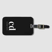 白黒モノグラムイニシャルエレガントモダン ラゲッジタグ (正面横)