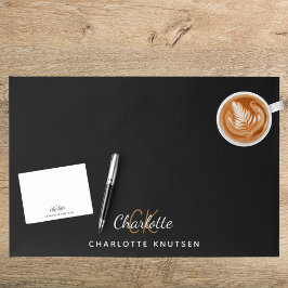 白黒モノグラムイニシャルスクリプト ペーパーパッド