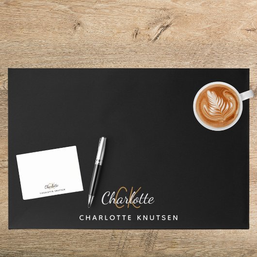 白黒モノグラムイニシャルスクリプト ペーパーパッド