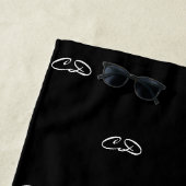 白黒モノグラムイニシャルパターン名スクリプト ビーチタオル (インサイチュ)