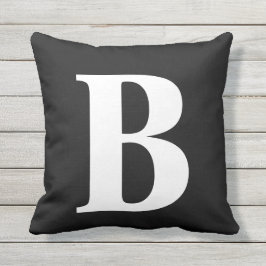 白黒モノグラムイニシャルパティオ アウトドアクッション