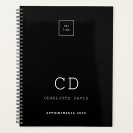 白黒モノグラムイニシャルビジネスロゴ2025 プランナー手帳