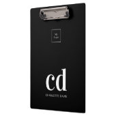 白黒モノグラムイニシャルビジネスロゴ クリップボード (左)