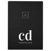 白黒モノグラムイニシャルビジネスロゴ クリップボード (裏面)