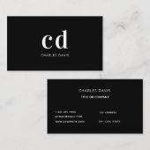 白黒モノグラムイニシャルミニマルエレガントム 名刺 (正面/裏面)