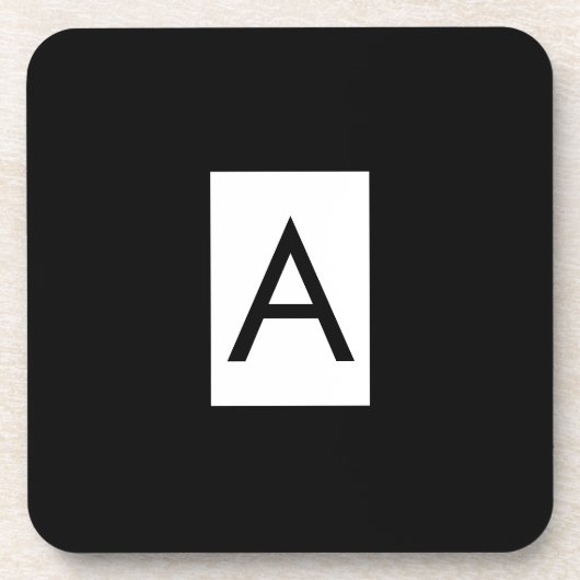 白黒モノグラムイニシャルレタープラモダンイン コースター (正面)