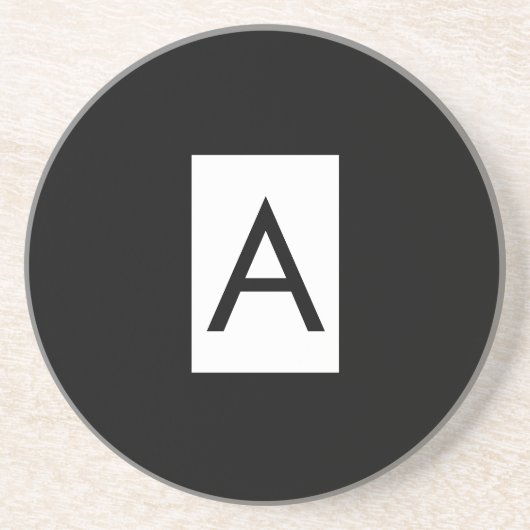 白黒モノグラムイニシャルレタープラモダンイン コースター (正面)