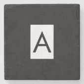 白黒モノグラムイニシャルレタープラモダンイン ストーンコースター (正面)