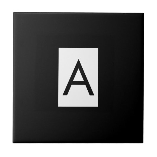 白黒モノグラムイニシャルレタープラモダンイン タイル (正面)