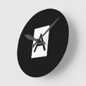 白黒モノグラムイニシャルレタープラモダンイン ラウンド壁時計 (傾斜)