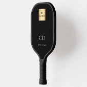 白黒モノグラムイニシャル名ビジネスロゴ ピックルボールラケット (左)