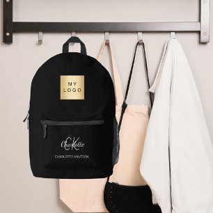 白黒モノグラムイニシャル名ビジネスロゴ プリントバックパック