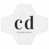 白黒モノグラムイニシャル名ミニマル主義者 サッカーボール (フラット)