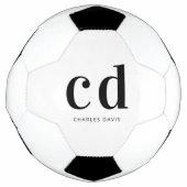白黒モノグラムイニシャル名ミニマル主義者 サッカーボール (正面)