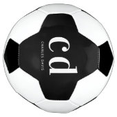 白黒モノグラムイニシャル名ミニマル主義者 サッカーボール (回転)