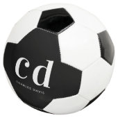 白黒モノグラムイニシャル名ミニマル主義者 サッカーボール (3/4)