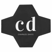 白黒モノグラムイニシャル名ミニマル主義者 サッカーボール (フラット)