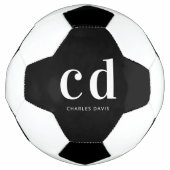 白黒モノグラムイニシャル名ミニマル主義者 サッカーボール (正面)