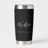 白黒モノグラムイニシャル名 保温保冷タンブラー (正面)