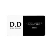 白黒モノグラムイニシャル差出人住所 ラベル (正面)