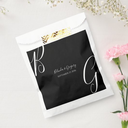 白黒モノグラムイニシャル結婚ズ フェイバーバッグ (封をした状態)