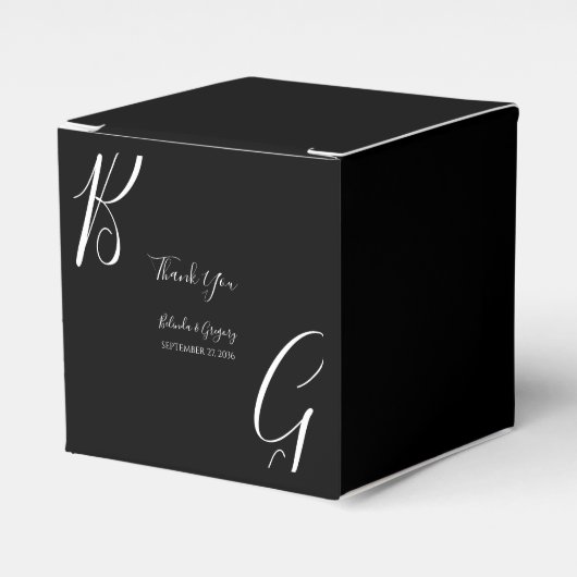 白黒モノグラムイニシャル結婚ズ フェイバーボックス (正面サイド)